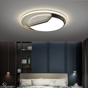 Модерна минималистичная лампа за спални, американската една малка стая, светлината на творческата личност, луксозна стая, кабинет, златна кръг на тавана лампа