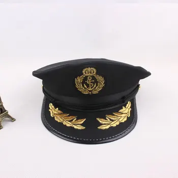 Цялата продажба 5шт Костюмные Шапки Полицейска Шапка Форма За Изяви Черна Осмоъгълна Полицейска Шапка Тъмно Синя Шапка Шапка С Надпис Капитан шапка