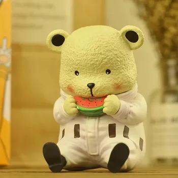 9 см Q версия скъпа серия едно Парче диня седнала kawai Bibo мечка ръчно изработени автомобил кукла машина Настолно украшение на Сляпо Кутия