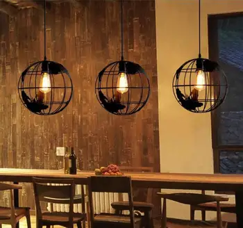 Ретро Творчески Глобус Полилеи осветление За ресторант, бар, железни кръгли висящи лампи За дневна, декоративни осветителни тела